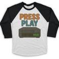 VHS Cassette Retro Analog Nostalgia Theme Premium Baseball Raglan Shirt