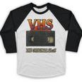VHS Tape Nostalgia Old School Technology Humor Baseball Raglan Shirt