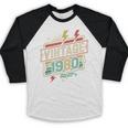 Vintage 1980 Retro Badge Decade Nostalgia Graphic Emblem Baseball Raglan Shirt Vintage 1980 Retro Badge Decade Nostalgia Graphic Emblem Baseball Raglan Shirt