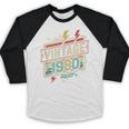 Vintage 1980 Retro Badge Decade Nostalgia Graphic Emblem Baseball Raglan Shirt Vintage 1980 Retro Badge Decade Nostalgia Graphic Emblem Baseball Raglan Shirt