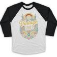 Vintage 1981 Retro Badge Nostalgia Eighties Compass Skull Premium Tri-Blend Baseball Raglan Shirt