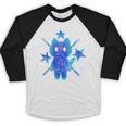 Yk2 Grunge Earthy Blue Cat With Stars Tomboy 90s Nostalgia Premium Tri-Blend Baseball Raglan Shirt