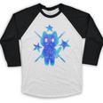 Yk2 Grunge Earthy Blue Cat With Stars Tomboy 90s Nostalgia Baseball Raglan Shirt