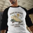 90s Manatee Humor Please Patient I'm From The 1900s Baseball Raglan Shirt