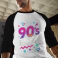 90's Party 90s Nostalgia Retro Rave Dance Music Baseball Raglan Shirt