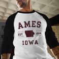 Ames Iowa Est 1864 Nostalgia Premium Tri-Blend Baseball Raglan Shirt