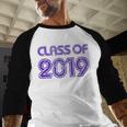 Class Of 2019 High School Graduation Purple Senior Baseball Raglan Shirt
