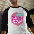 Class Of 2024 Senior Pink Retro Classic Girl Grad Graduation Baseball Raglan Shirt