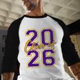 Class Of 2026 Graduation Varsity Purple And Yellow Letters Baseball Raglan Shirt