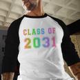 Class Of 2031 High School Graduation Date Kindergarten Shirt Baseball Raglan Shirt