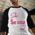 Class Of 2032 She Believed She Could Kids Graduation T-Shirt Baseball Raglan Shirt