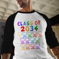Class Of 2034 Grow With Me Graduation First Day Of School Baseball Raglan Shirt