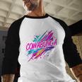 Cowabunga Retro 80s 90s Nostalgia Slang Neon Grunge Art Baseball Raglan Shirt