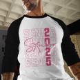 Cute Girls Women Class 2025 Graduation Senior Coquette Bow Baseball Raglan Shirt