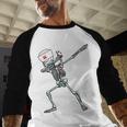 Dabbing Skeleton Nurse Halloween Graduation Baseball Raglan Shirt