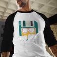 Floppy Disk Retro Tech Nostalgia Old School Computing Humor Baseball Raglan Shirt