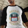 Never Forget Retro Diskette Nostalgia Vintage Baseball Raglan Shirt