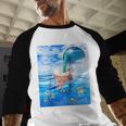 Frutiger Aero Aesthetic Tech Bubble Tea Boba Milktea Fishes Raglan Baseball Tee Baseball Raglan Shirt