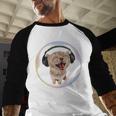 Frutiger Aero Cat Wearing Headphones Bubble 2000s Gen-Z Meme Baseball Raglan Shirt