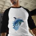 Frutiger Aero Splashy Dolphin Y2k Aesthetic Graphic Premium Baseball Raglan Shirt