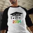 K -12th Grade Hand Prints Space Graduation Class Of 2034 Baseball Raglan Shirt