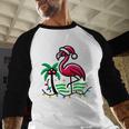 Nostalgia Holiday Tees -Adult Christmas Flamingo Small Short Sleeve Crew Neck Cotton Polyester Lightweight Ribbed Cuff Winter Baseball Raglan Shirt