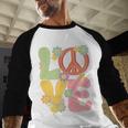 Peace Sign Love Groovy Vibes Costume Nostalgia 1980s Fashion Baseball Raglan Shirt