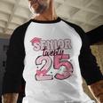 Pink Coquette Bow Senior 2025 Back To School Graduation Girl Baseball Raglan Shirt
