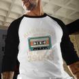 Please Patient I'm From The 1900s Retro Cassette Humor Baseball Raglan Shirt
