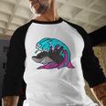 Retro 80s Shark Whale Diving Nostalgia Shark Party Baseball Raglan Shirt Retro 80s Shark Whale Diving Nostalgia Shark Party Baseball Raglan Shirt