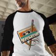 Retro Cassette Tape & Pencil Rewind Nostalgia Party 80s 90s Baseball Raglan Shirt