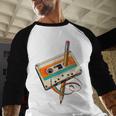 Retro Cassette Tape & Pencil Rewind Nostalgia Party 80s 90s Baseball Raglan Shirt