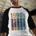 Retro Nineties Style Audio Tape Nostalgia Year 1990 Baseball Raglan Shirt