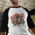 Retro Tech Stack 80s 90s Nostalgia Analog TV Cameras Baseball Raglan Shirt