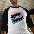 Retro VHS Vaporwave Video Cassette Nostalgia Geek Chic Premium Tri-Blend Baseball Raglan Shirt