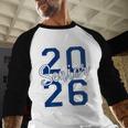 Senior 2026 Graduation Varsity Navy Blue On The Back Baseball Raglan Shirt