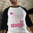 Senior 2027 Class Of 2027 Pink Coquette Bow Graduation Girl Baseball Raglan Shirt