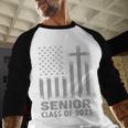 Senior Class Of 2025 USA Flag Cross Christian Graduation Baseball Raglan Shirt