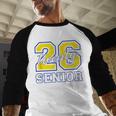 Senior Class 2026 Graduation Yellow Blue Letters Baseball Raglan Shirt