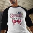 Senior Class Of 2027 Coquette Pink Bow Graduation 2027 Girls Baseball Raglan Shirt