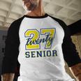 Senior Class Of 2027 Graduation Yellow And Blue On The Back Premium Tri-Blend Baseball Raglan Shirt