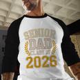Senior Dad Class Of 2026 Purple Yellow Vintage Graduation Baseball Raglan Shirt