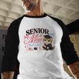 Senior Mom Class Of 2027 Cute Cat Graduation Pink Bows Girls Baseball Raglan Shirt