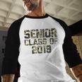 Seniors 2019 Class TShirt Camo Print T-Shirt Graduation Gift Baseball Raglan Shirt