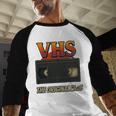 VHS Tape Nostalgia Old School Technology Humor Premium Baseball Raglan Shirt