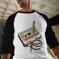 Vintage Cassette Tape And Pencil Nostalgia Party 70s 80s 90s Premium Baseball Raglan Shirt