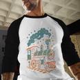 Vintage Locomotive Nostalgia Railroad Stars Baseball Raglan Shirt