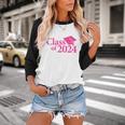 Class Of 2024 Pink For Girls And Women Graduation Baseball Raglan Shirt