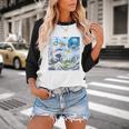 Frutiger Aero Aesthetic Tech Great Wave Of Kanagawa Fishes Baseball Raglan Shirt