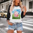 Frutiger Aero Aesthetic Tech Kawaii Strawberry Milk Fishes Baseball Raglan Shirt